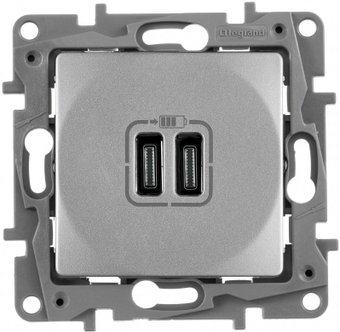 Розетка Type-C Legrand Etika 672435 (алюминий)