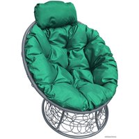 Кресло M-Group Папасан мини 12070304 (серый ротанг/зеленая подушка)