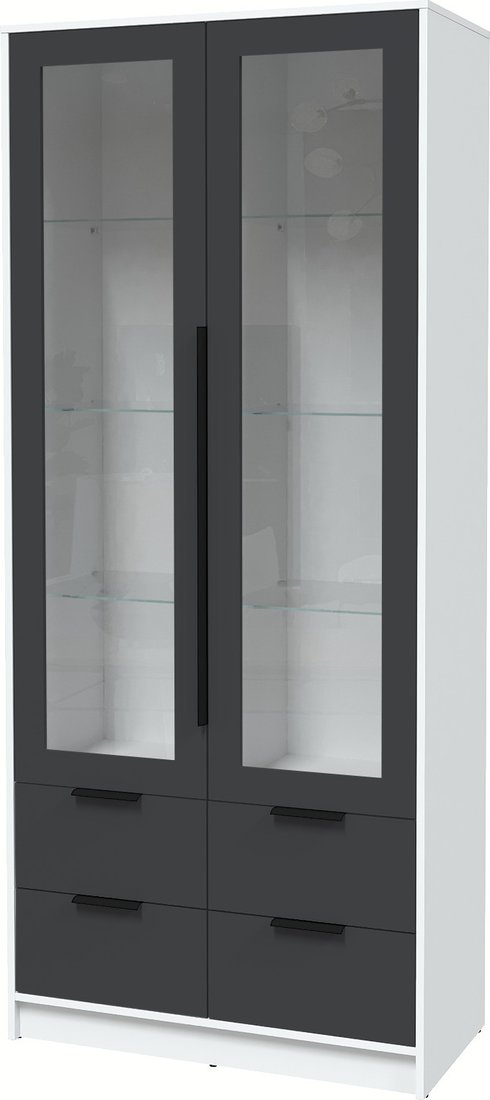 

Шкаф-витрина Интерлиния Концепт КТ-ШВ2 с подсветкой Глосс (белый платинум/пепел)