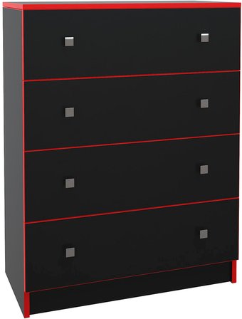 Комод МДК Black BL-КМ2К с 4 ящиками 1050x800x418 (черный/кромка красная)