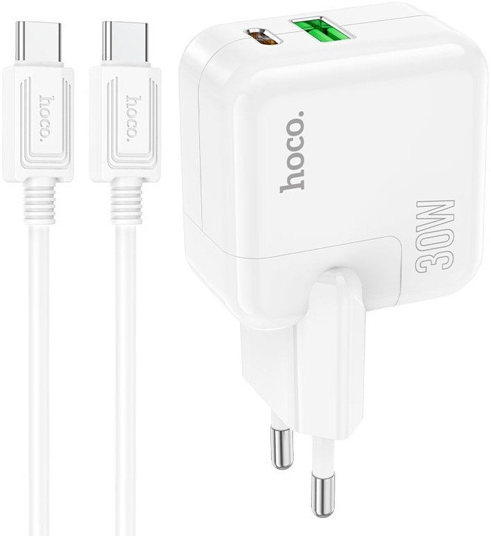 Сетевое зарядное Hoco C111A USB Type-C (белый)