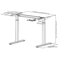 Стол для работы стоя ErgoSmart Manual Desk 1360x800x36 мм (бетон чикаго светло-серый/черный)