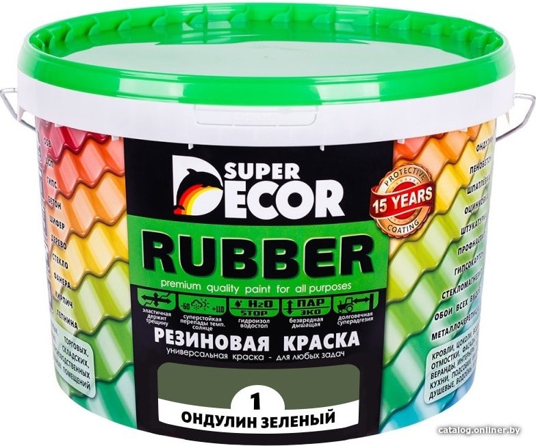 

Краска Super Decor Rubber 3 кг (№01 ондулин зеленый)