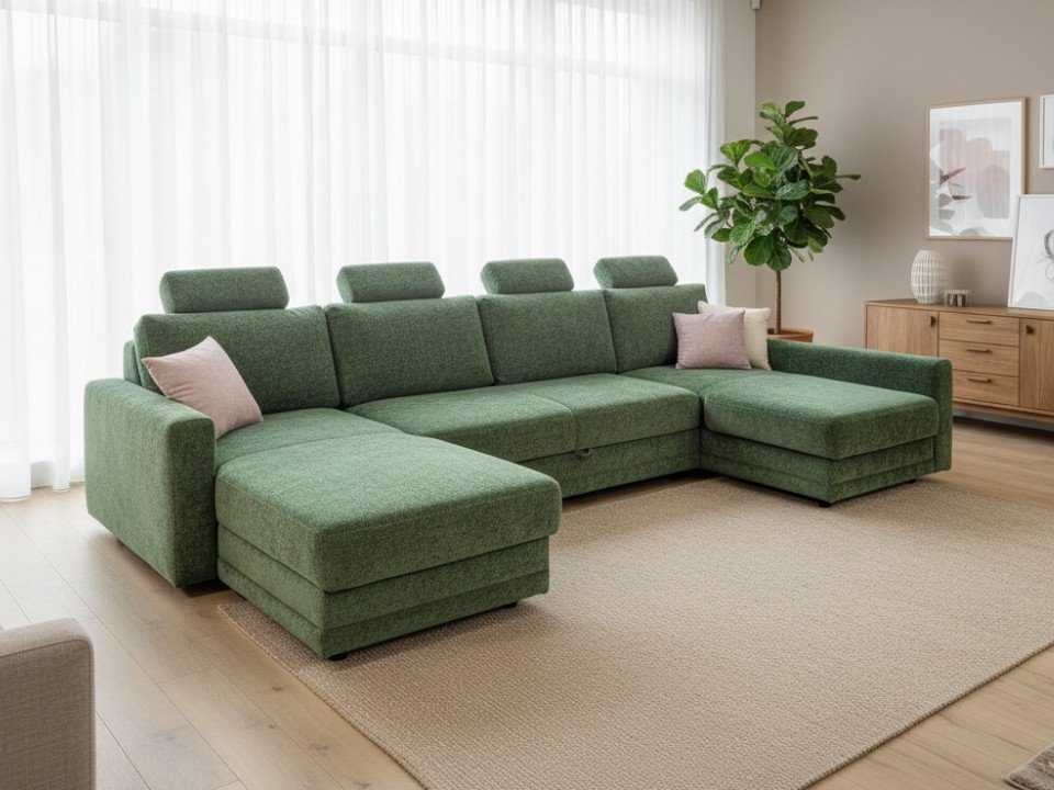 

П-образный диван ПетраМебель Верона Люкс (зеленый)