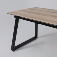 Кухонный стол Lepremo AV 1208 HPL+МДФ раздвижной 1200-1600x800 (дуб делано натуральный/черный)