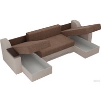 П-образный диван Лига диванов Сенатор 28927 (рогожка, коричневый/бежевый)