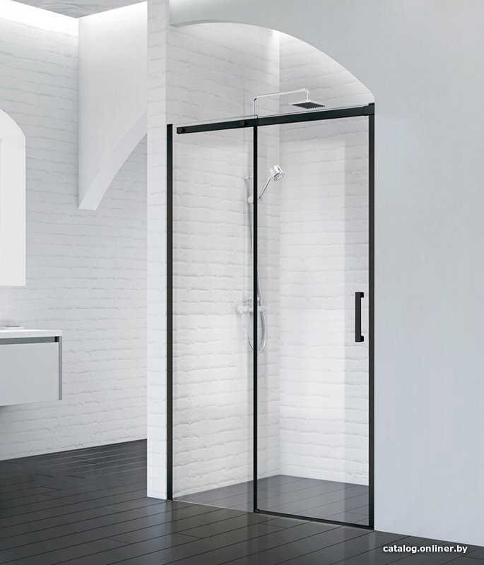 Душевая дверь BelBagno ACQUA-BF-1-140-C-NERO (прозрачное стекло)