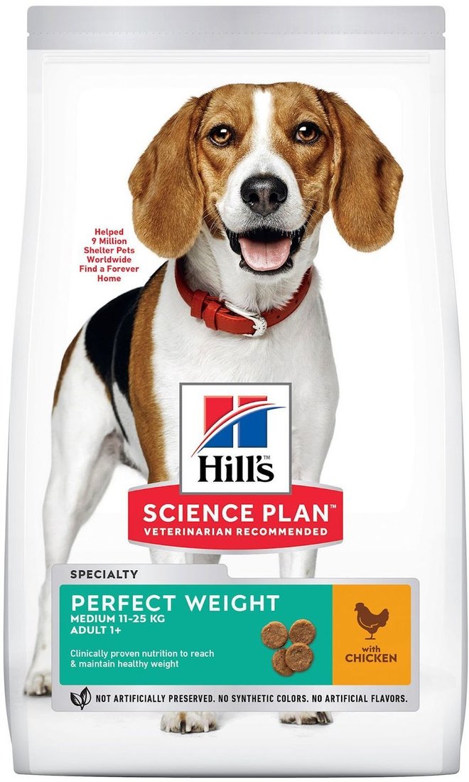 

Сухой корм для собак Hill's Science Plan Perfect Weight для взрослых собак средних пород для поддержания оптимального веса, с курицей 12 кг