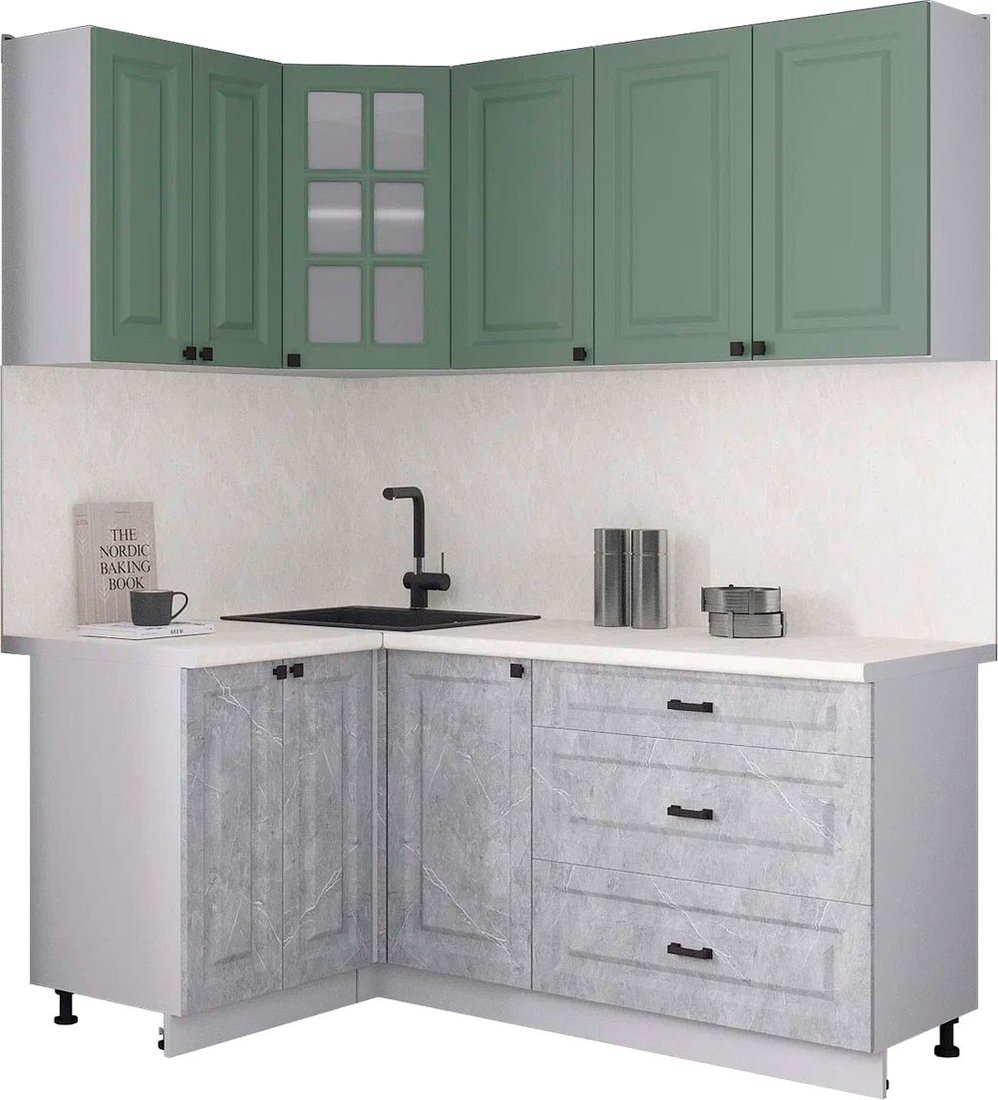 

Готовая кухня Интерлиния Мила Деко 1.2x1.8 (керамика/мята/опал светлый)