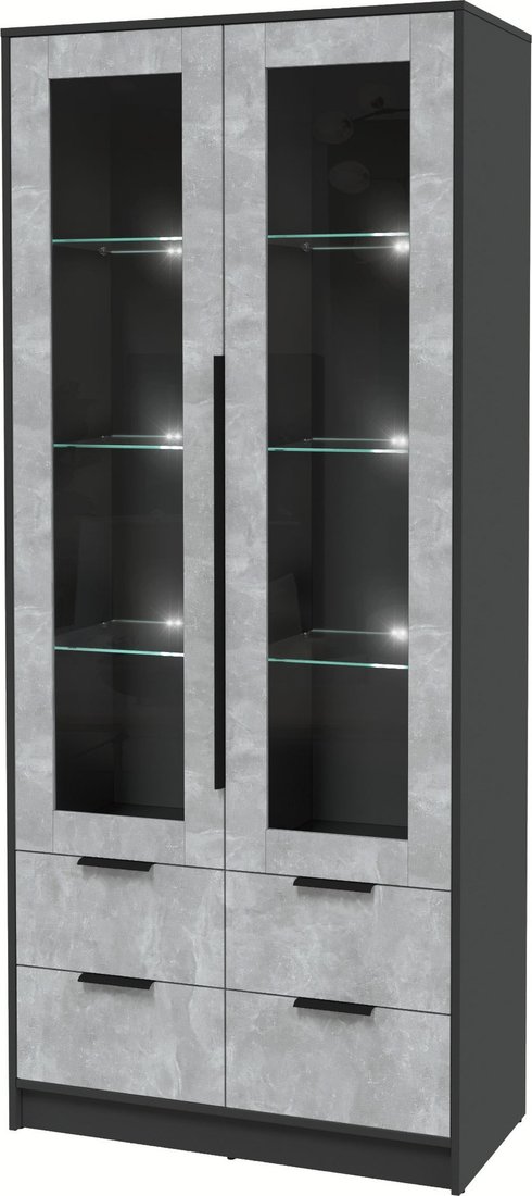 

Шкаф-витрина Интерлиния Концепт КТ-ШВ2 с подсветкой (бетон/антрацит)