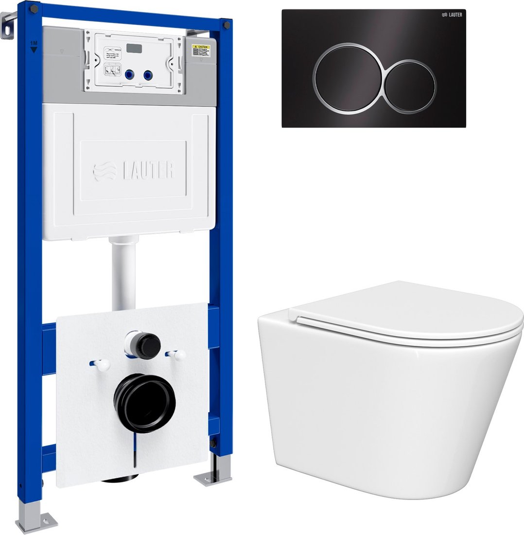 

Унитаз подвесной Lauter Longer 2110822 с кнопкой 219704E (круглая, черный)