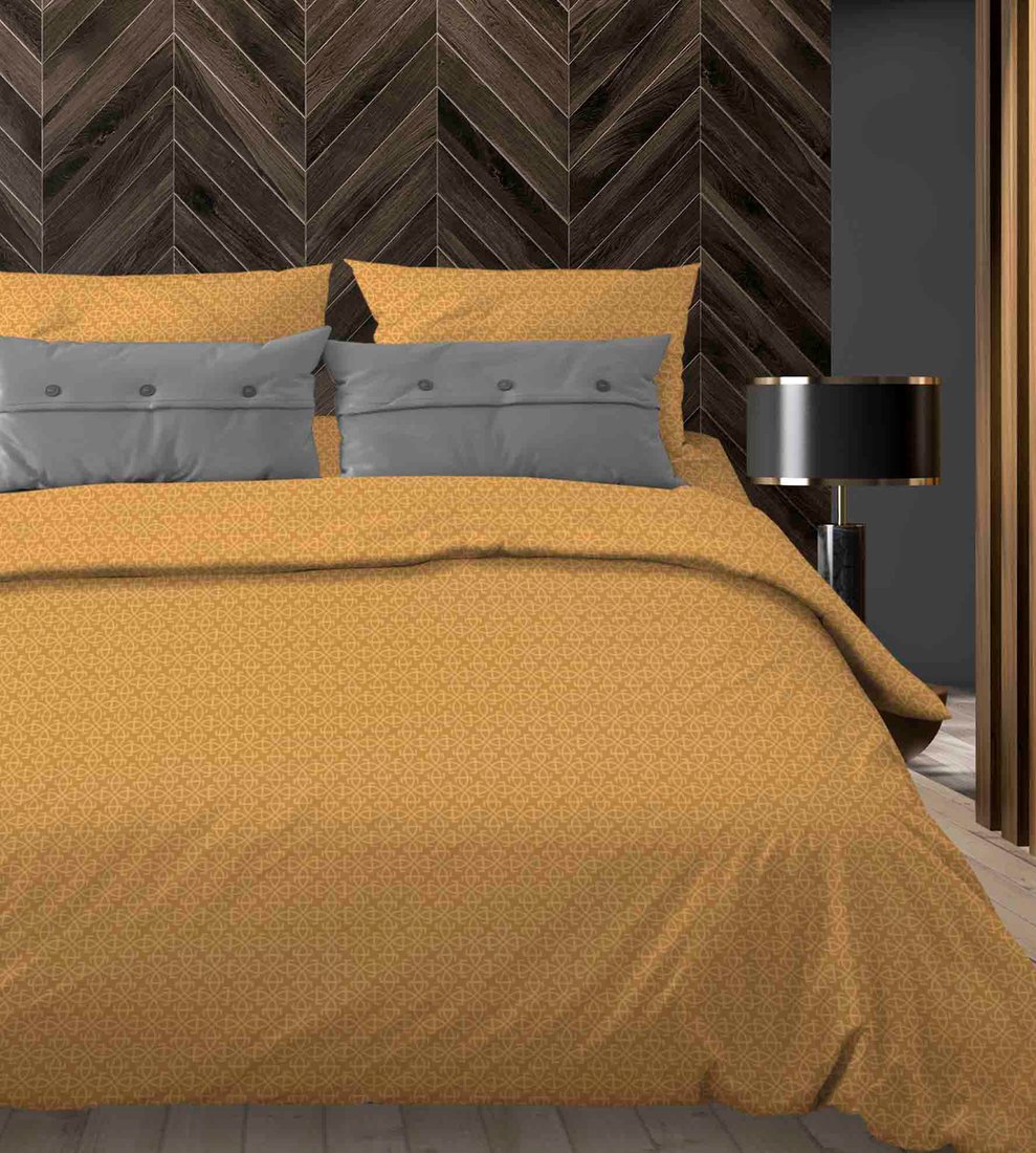 

2-спальный комплект постельного белья с евро простыней Бояртекс №320 Тотем 5 Вид 2сп с европростыней (бязь, желтый)