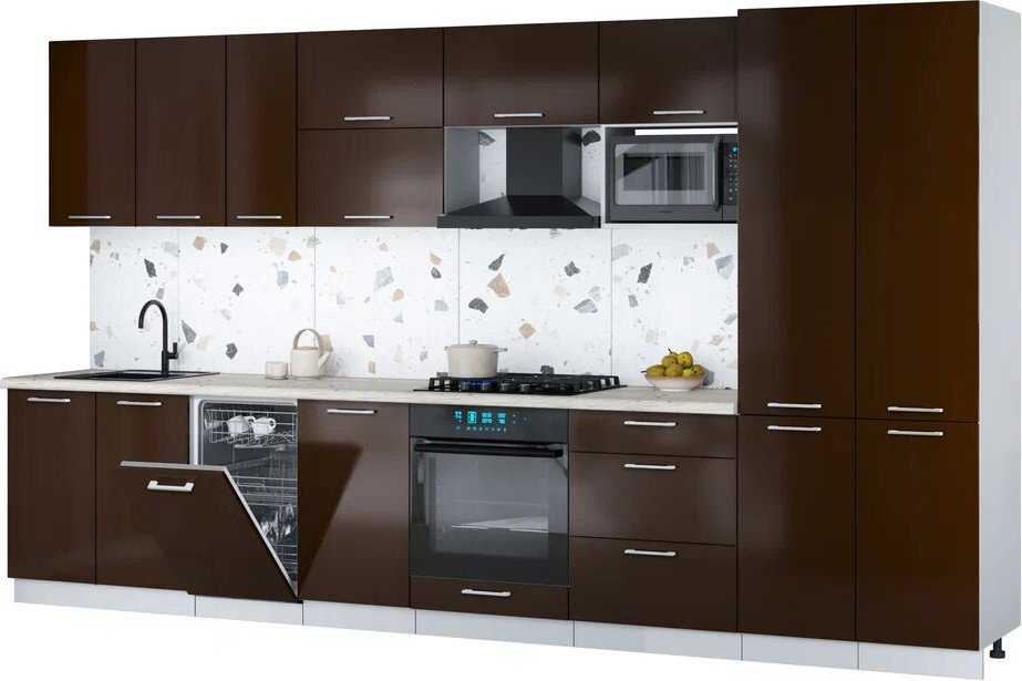 

Готовая кухня Интерлиния Мила Gloss 3.7-ПМ4 (шоколад глянец/шоколад глянец/бискайская сосна)