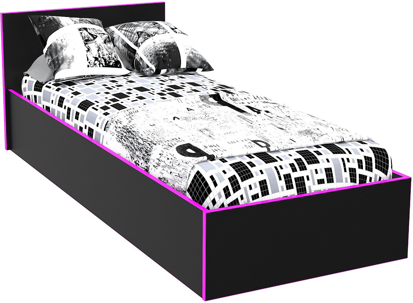 

Кровать МДК Black BL-КР10Ф 100x200/700x1052x2032 (черный/кромка фуксия)