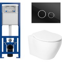 Унитаз подвесной Saniteco KW-99046 в комплекте с инсталляцией + 64117 + S-IN-MZ-LINK_PRO