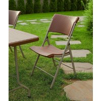 Стул Calviano Складной пластиковый ротанг (коричневый)