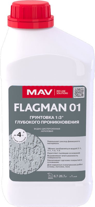 

Акриловая грунтовка Flagman 01 (1 л, бесцветный)