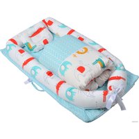 Матрас-кокон Farfello Животные L2 (белый/голубой)