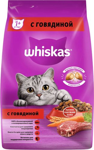 Whiskas Вкусные подушечки с нежным паштетом с говядиной 1.9 кг