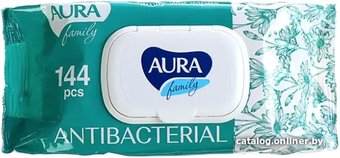 Влажные салфетки Aura для всей семьи с антибактериальным эффектом big-pack с крышкой (144 шт)