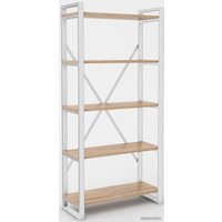 Стеллаж Hype Mebel Стандарт-2 80x200 (белый/дуб галифакс натуральный)