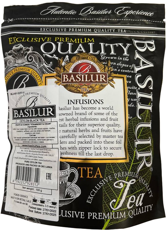 Черный чай Basilur Fruits & Flowers НRC Strawberry & Cream 100 г