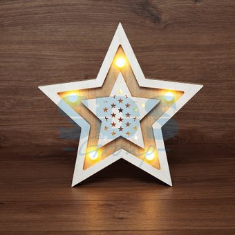 Neon-Night Деревянная фигура с подсветкой «Звезда двойная» 504-027