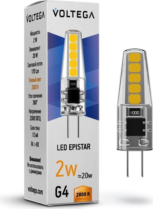 Светодиодная лампочка Voltega Simple Capsule 2W 2800K G4 7144
