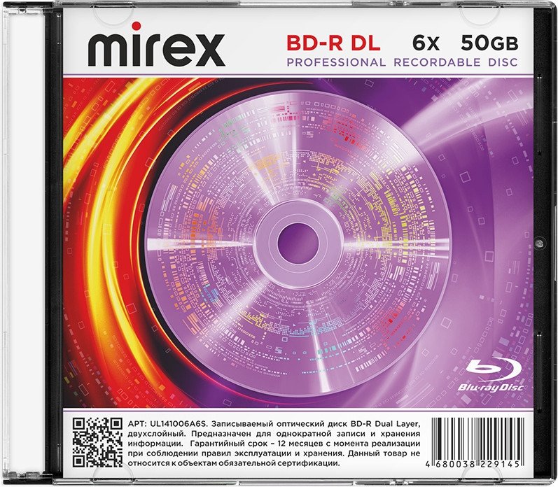 

BD-R диск Mirex 50Gb 6х UL141006A6S (1 шт.)