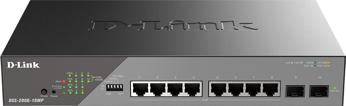 Управляемый коммутатор 2-го уровня D-Link DSS-200G-10MP/A1A