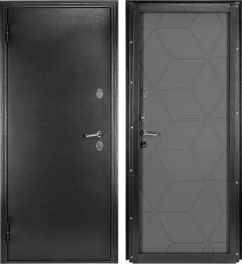 Металлическая дверь Guard Термо MG75 87х205 левая (черное серебро/серый)