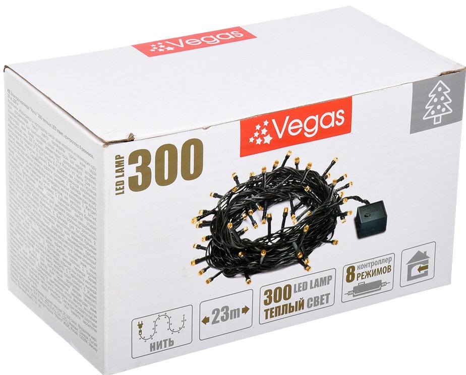 

Новогодняя гирлянда Vegas Нить 55071 300 LED (белый теплый)