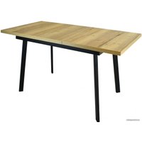 Кухонный стол Гальваник ПГ-46 120-150x80 (дуб галифакс натуральный/эмаль черный муар)