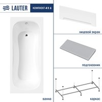 Ванна Lauter Sophia 160х70 21205160 (с каркасом, серым подголовником и белым лицевым экраном)