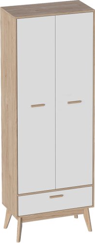 Шкаф распашной Мебельград Калгари 2-х дверный (дуб натуральный светлый/белый матовый)