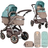 Универсальная коляска Lorelli Aurora 2018 (3 в 1, Beige&Green Bear)