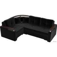 Угловой диван Лига диванов Комфорт 102606 (левый, микровельвет, черный)