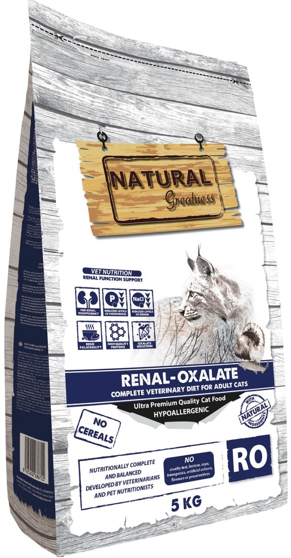 

Сухой корм для кошек Natural Greatness Natural Greatness RENAL-OXALATE для лечения хронической почечной недостаточности с курицей 5кг