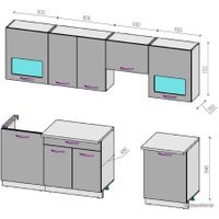 Готовая кухня ВерсоМебель Эко-6 2.6 (виола/кашемир)