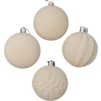 Елочная игрушка Зимнее волшебство Бархатный зной 10514184 (4шт, белый)