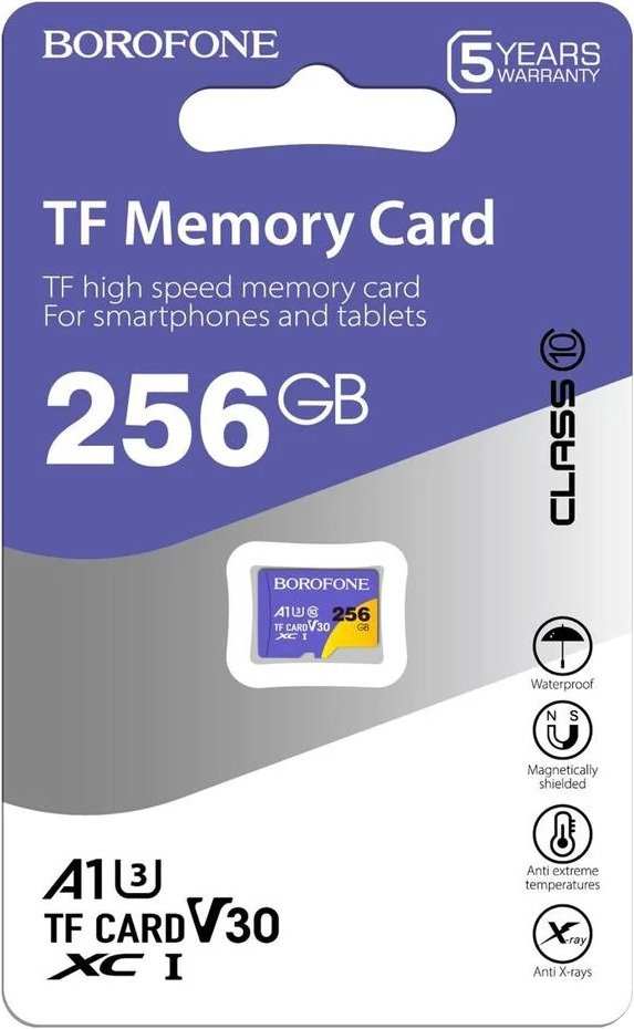 

Карта памяти Borofone microSDXC 256GB (без адаптера)