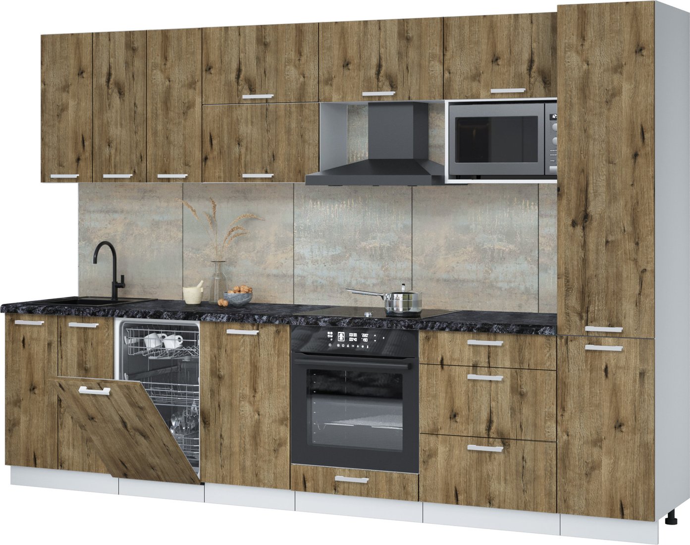 

Готовая кухня Интерлиния Мила Лайт 3.1-ПМ4 (дуб веллингтон/дуб веллингтон/кастилло темный)