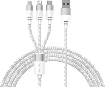 One-For-Three Fast Charging Data Cable 3.5A USB Type-A - USB Type-C/microUSB/Lightning (0.5 м, белый)