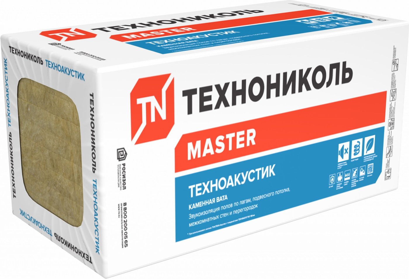 

Теплоизоляция ТехноНИКОЛЬ Техноакустик 1200х600x50 мм (8 шт)