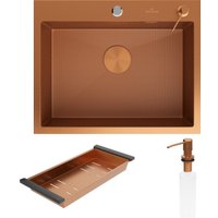Кухонная мойка Roxen Snake 560220-60-BRS бронзовая/текстурная (с коландером и дозатором)