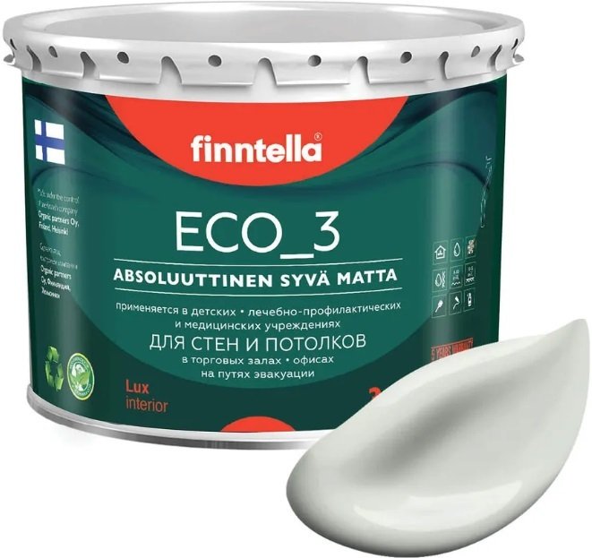 

Краска Finntella Eco 3 Wash and Clean Marmori F-08-1-3-LG167 2.7 л (светло-серый)