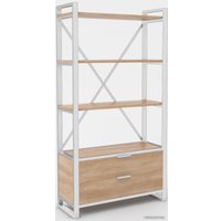 Стеллаж Hype Mebel Стандарт Люкс 50x170 (белый/дуб галифакс натуральный)