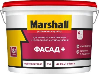 Краска Marshall Фасад+ BW 9 л (белый)