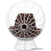 Кресло M-Group Кокос на подставке 11590105 (белый ротанг/коричневая подушка)