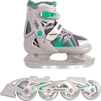 Роликовые коньки Black Aqua AS-410 (р. 31-34, серый/зеленый)